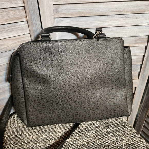 GUESS Dayane Triple Compartment Satchel Black Silver Color Accents Cross Body - Picture 12 of 16